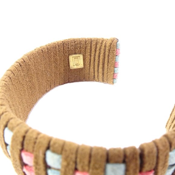 DANNIJO Tasha Suede Brown Pink Blue Braided Cuff Bracelet NWOT 225 - Picture 10 of 10